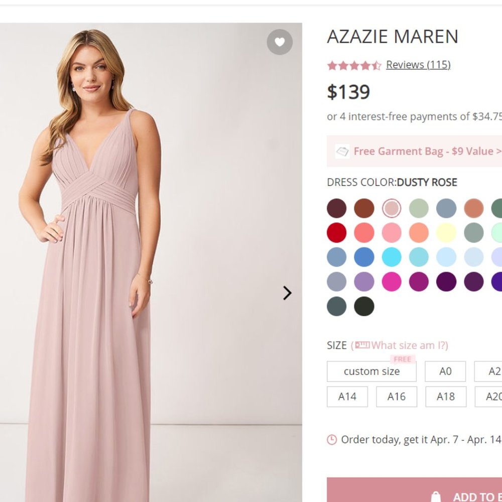 Azazie Maren in Dusty Rose